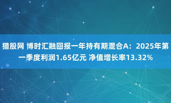 猎股网 博时汇融回报一年持有期混合A：2025年第一季度利润1.65亿元 净值增长率13.32%
